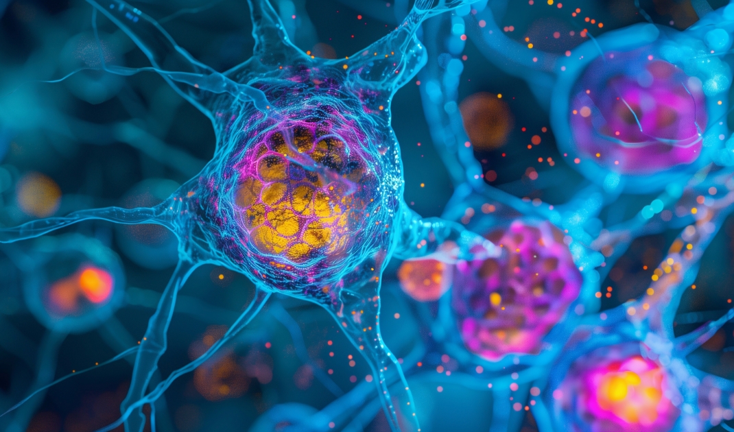 호흡기의 불편한 느낌을 그린 세포 일러스트